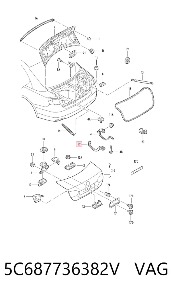Облицовка багажного отсека левая 5C687736382V VAG