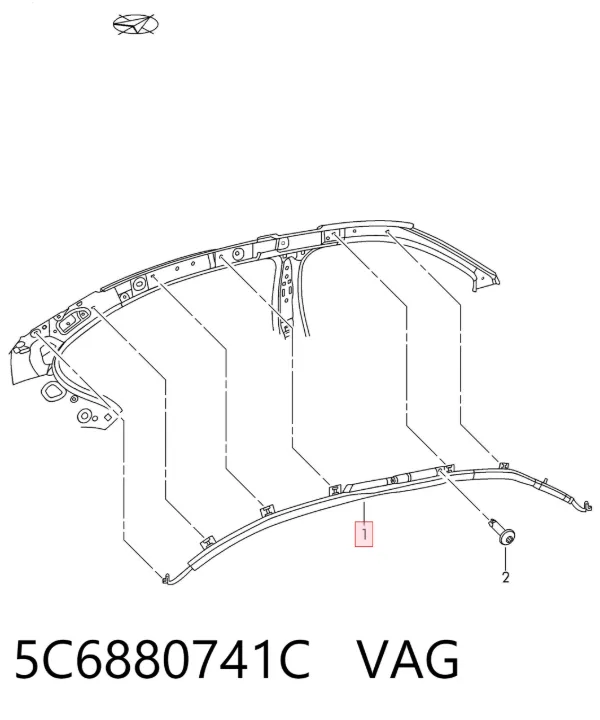 Шторка боковая, левая 5C6880741C VAG