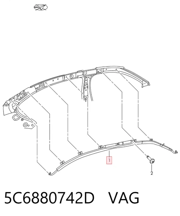 Шторка боковая, правая 5C6880742D VAG