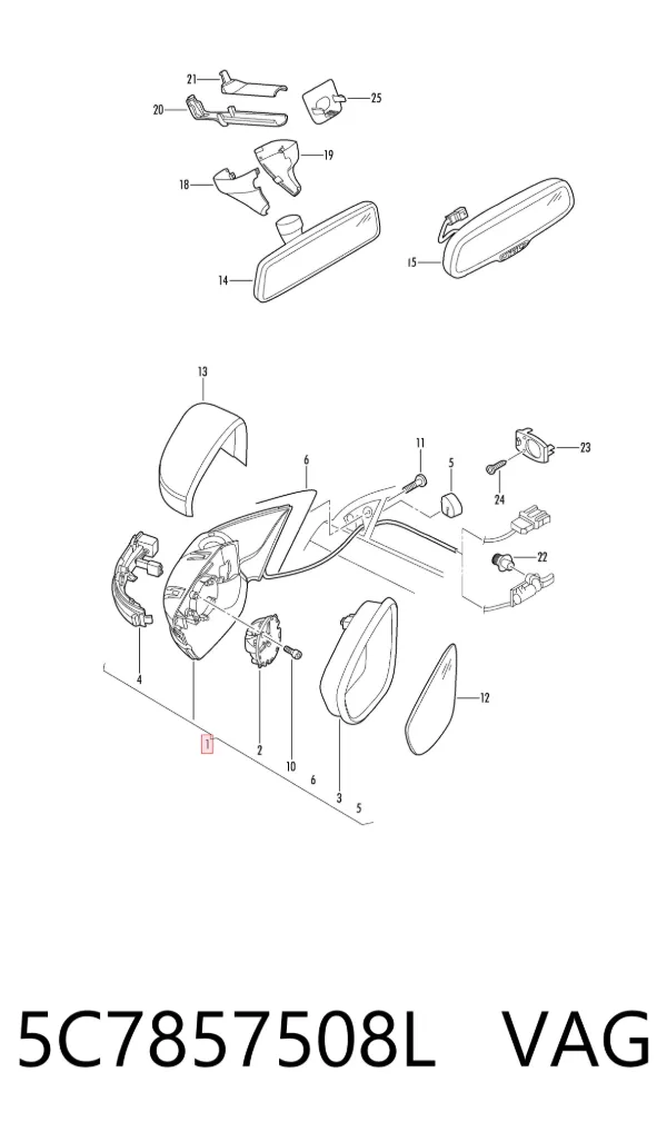 Правое зеркало 5C7857508L VAG