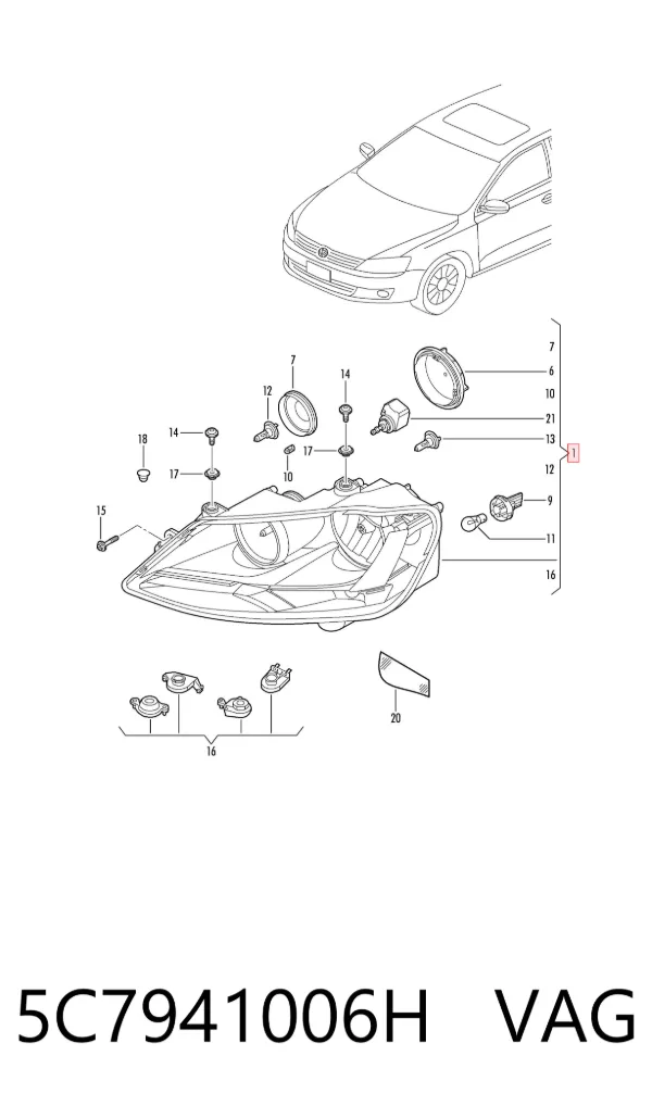 Правая фара 5C7941006H VAG