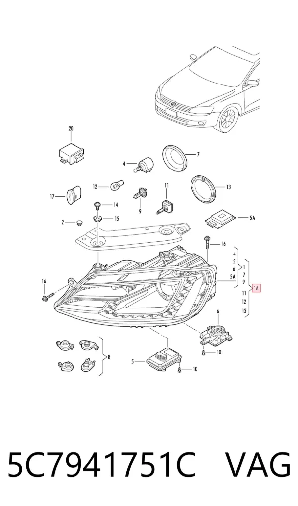 Левая фара 5C7941751C VAG
