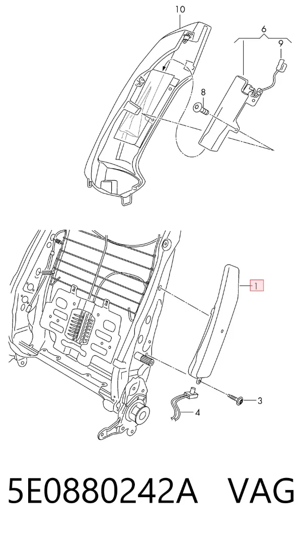 Подушка безопасности (AIRBAG) спинки сиденья правого 5E0880242A VAG