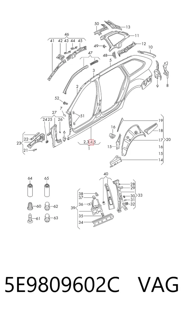 Порог внешний правый 5E9809602C VAG