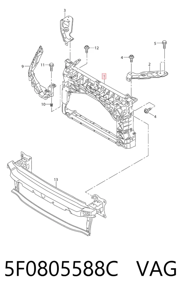 Рамка радиатора 5F0805588C VAG