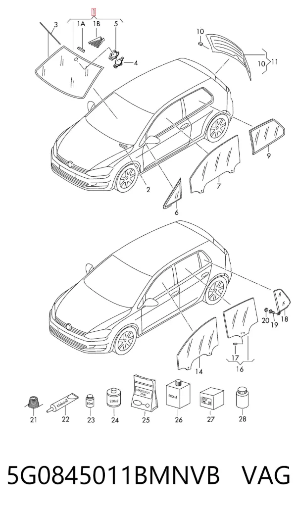 Лобовое стекло 5G0845011BMNVB VAG