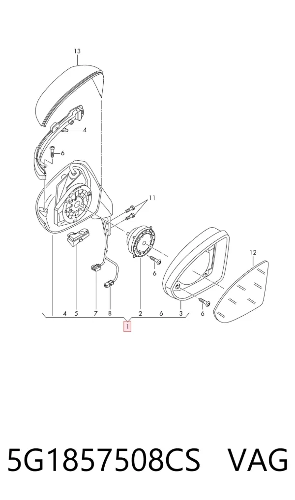 Правое зеркало 5G1857508CS VAG