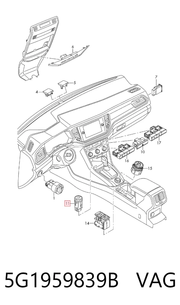 Кнопка старт-стоп 5G1959839B VAG