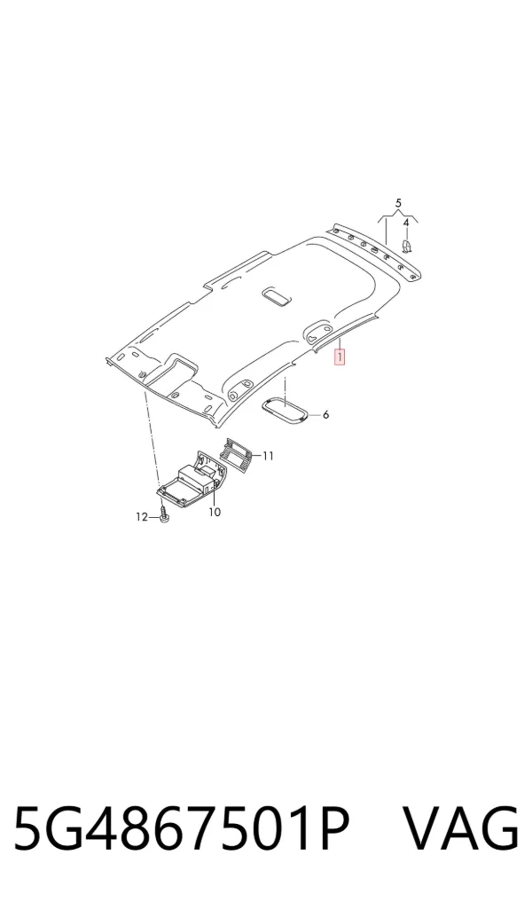 Обивка крыши (потолок) 5G4867501P VAG