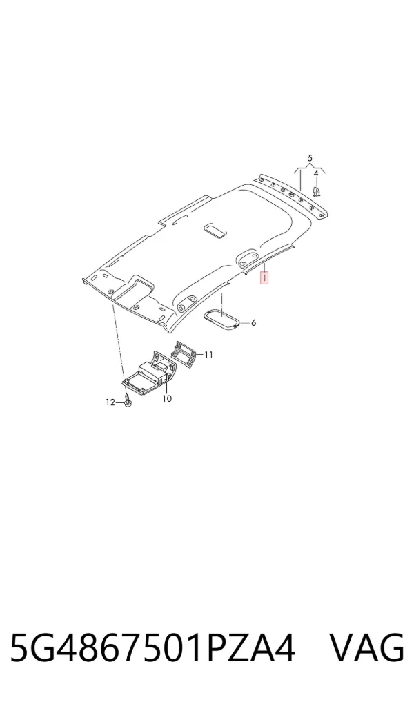 Обивка крыши (потолок) 5G4867501PZA4 VAG