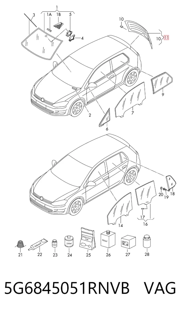 Стекло багажника двери 3/5-й задней (ляды) 5G6845051RNVB VAG