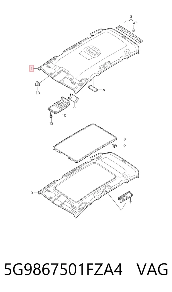 Обивка крыши (потолок) 5G9867501FZA4 VAG