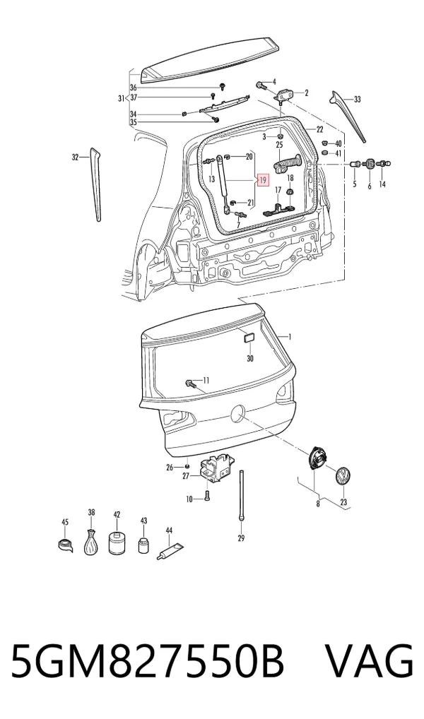 Амортизатор багажника 5GM827550B VAG