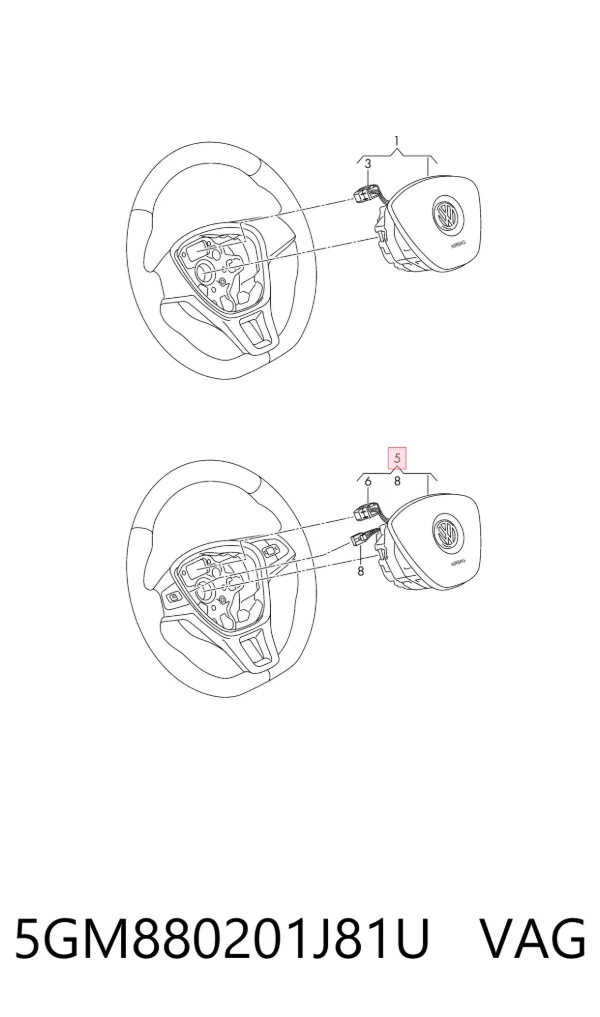 Подушка безопасности водителя 5GM880201J81U VAG