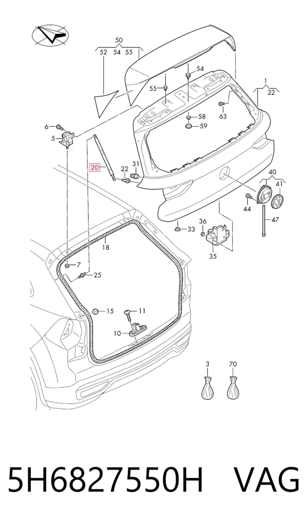 Амортизатор багажника 5H6827550H VAG