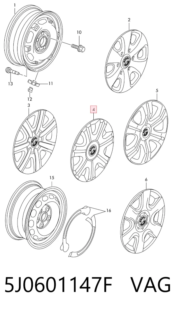 Колпаки 5J0601147F VAG