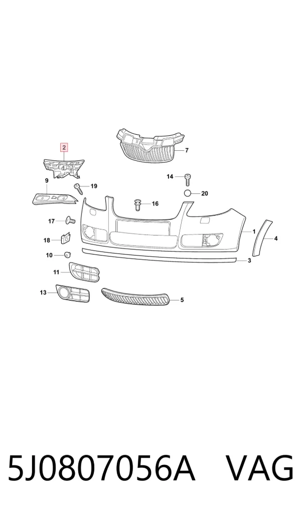 Кронштейн бампера переднего правый 5J0807056A VAG
