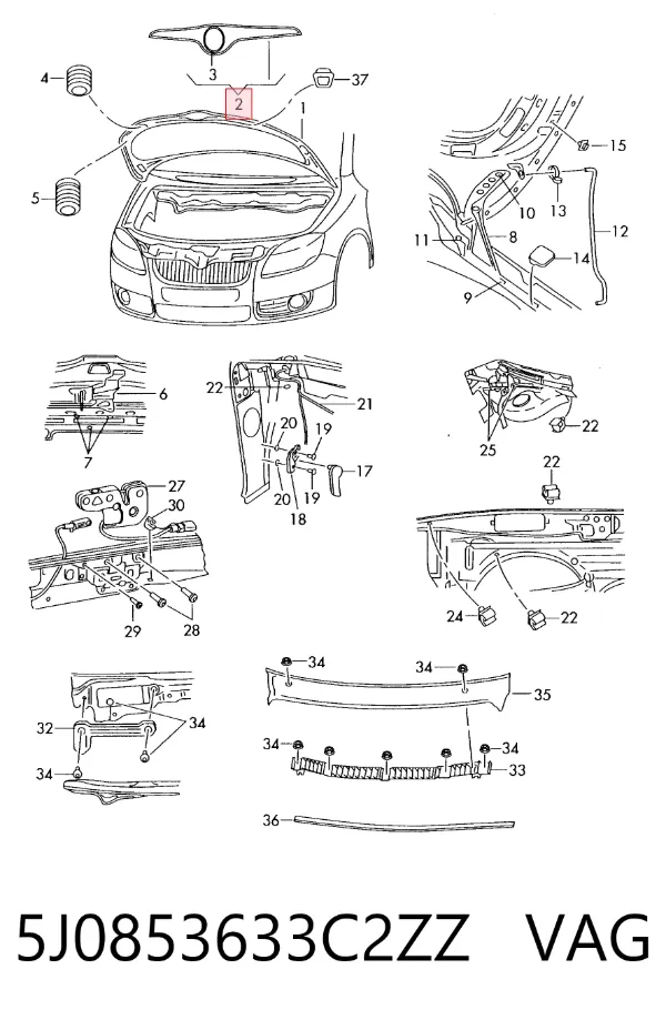 Накладка на капот 5J0853633C2ZZ VAG