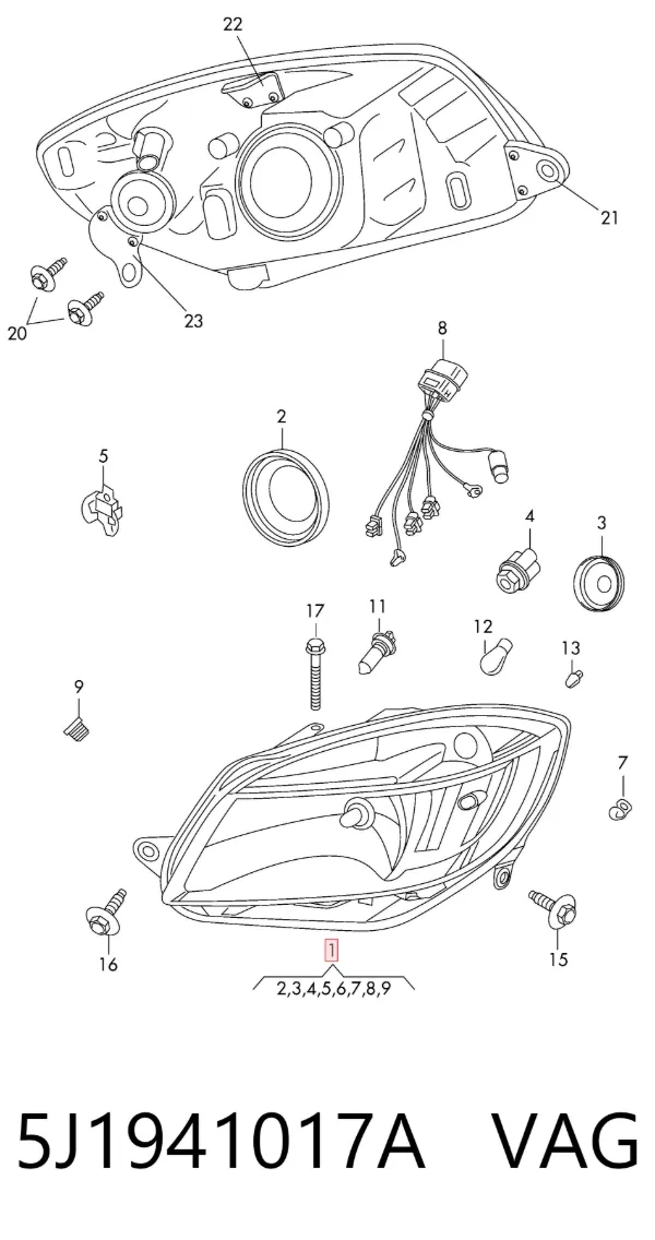Левая фара 5J1941017A VAG