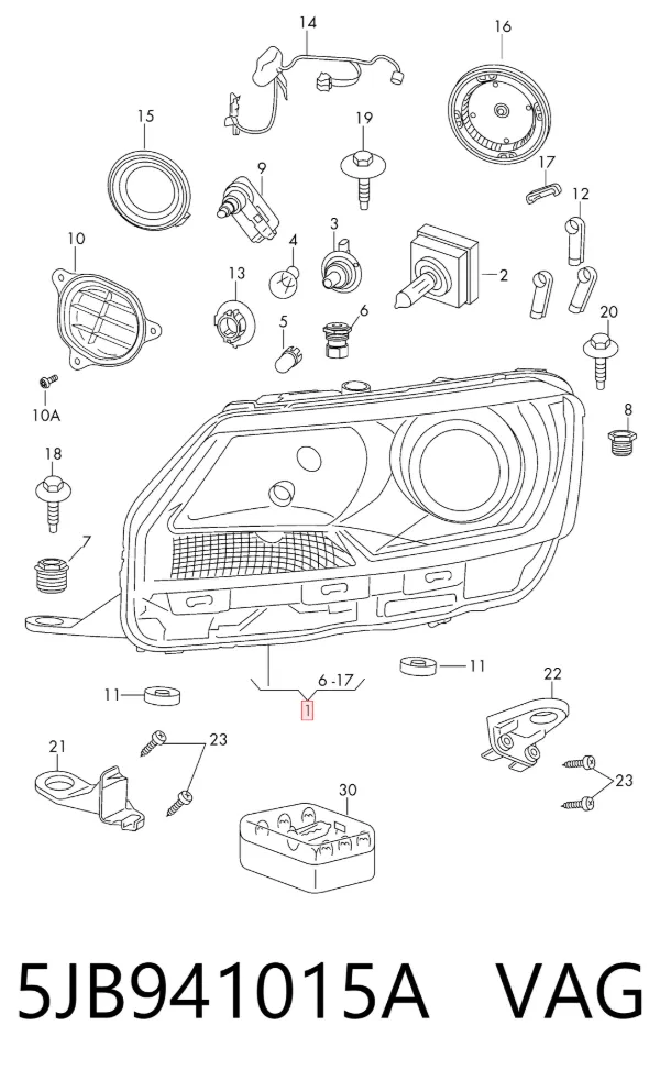 Левая фара 5JB941015A VAG