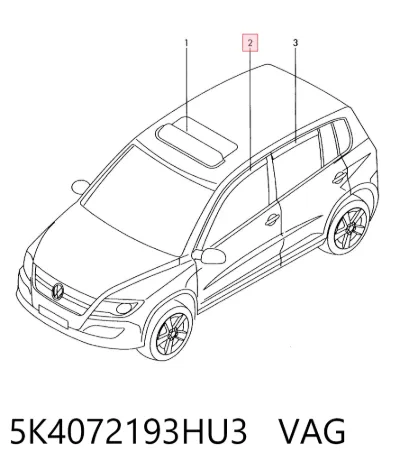 Дефлектор окон на стекло двери, комплект 2 шт VAG 5K4072193HU3