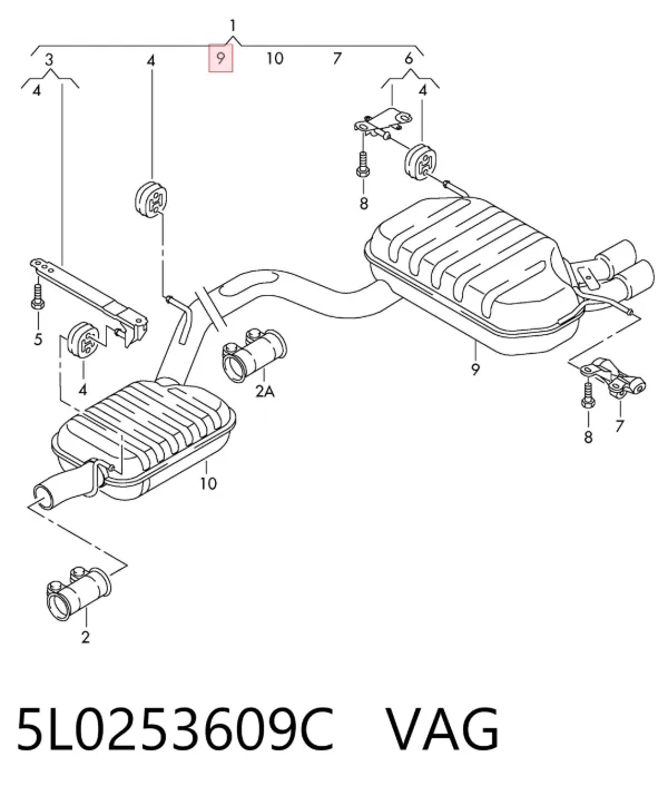 Глушитель задний 5L0253609C VAG