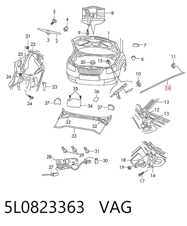 Упор капота 5L0823363 VAG