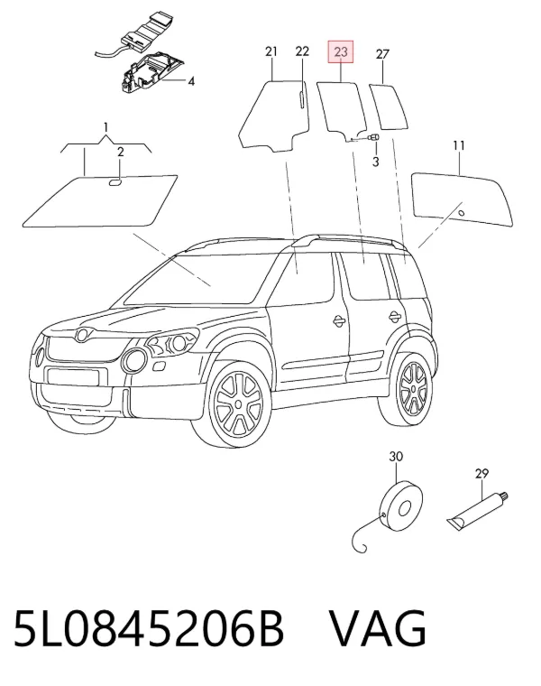 Стекло двери задней правой 5L0845206B VAG