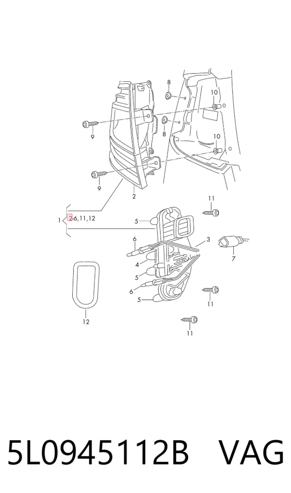 Задний фонарь 5L0945112B VAG