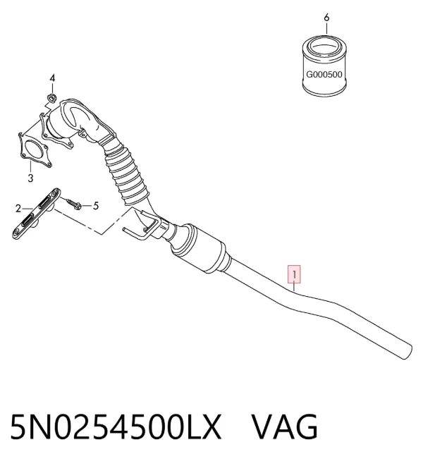 Приёмная труба 5N0254500LX VAG