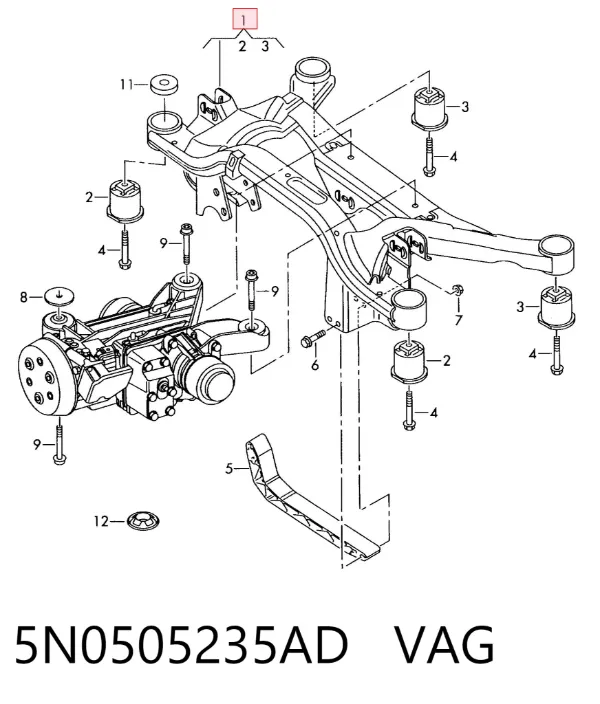 Подрамник задний 5N0505235AD VAG