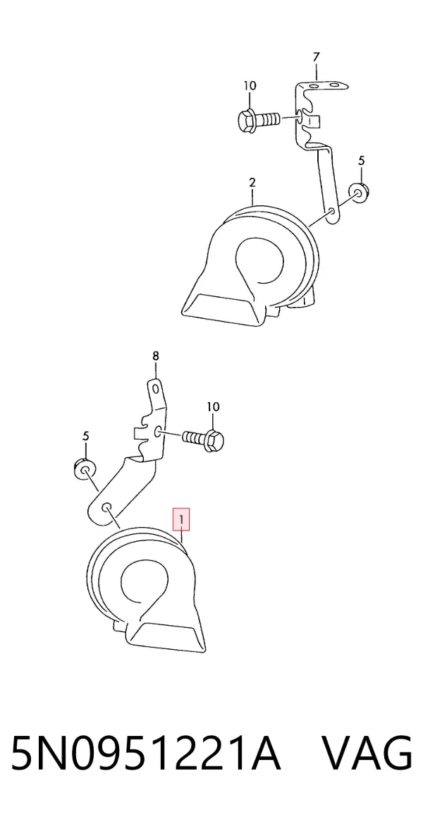 Звуковой сигнал 5N0951221A VAG