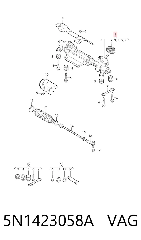Рулевая рейка 5N1423058A VAG
