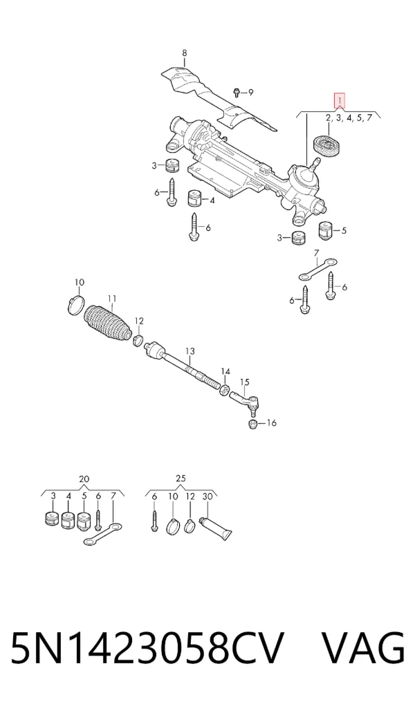 Рулевая рейка 5N1423058CV VAG
