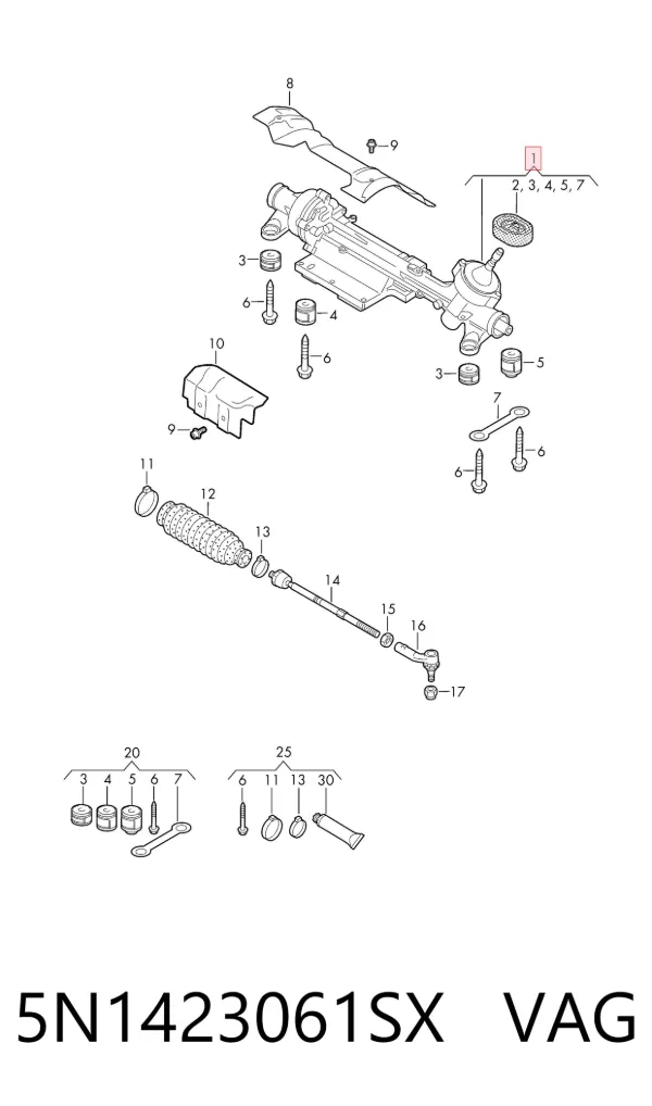 Рулевая рейка 5N1423061SX VAG