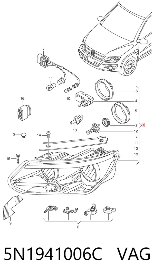 Правая фара 5N1941006C VAG