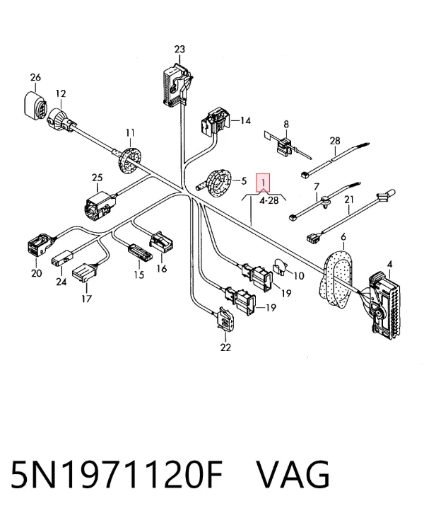 Жгут проводов передней двери 5N1971120F VAG