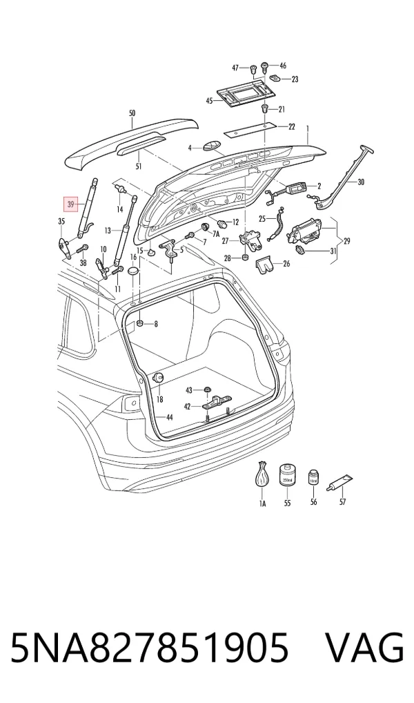 Амортизатор багажника 5NA827851905 VAG