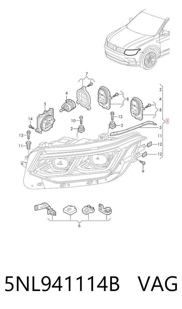 Правая фара 5NL941082C VAG