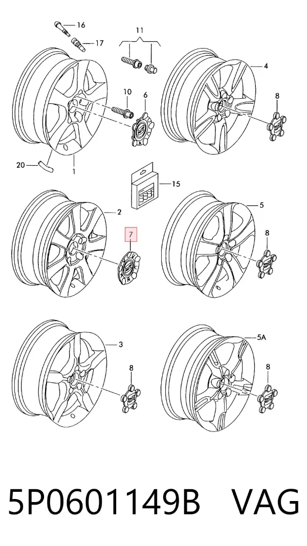 Колпаки 5P0601149B VAG