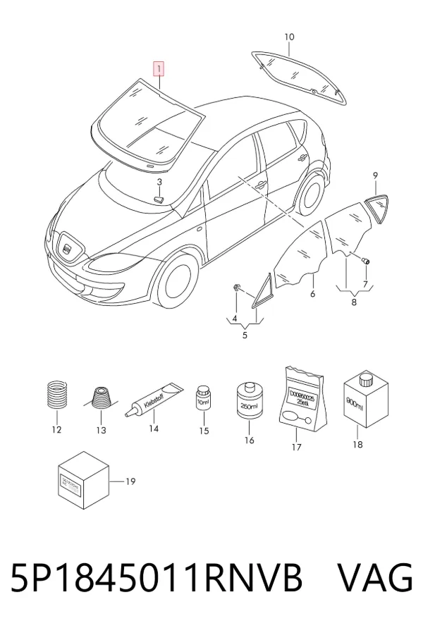 Лобовое стекло 5P1845011RNVB VAG