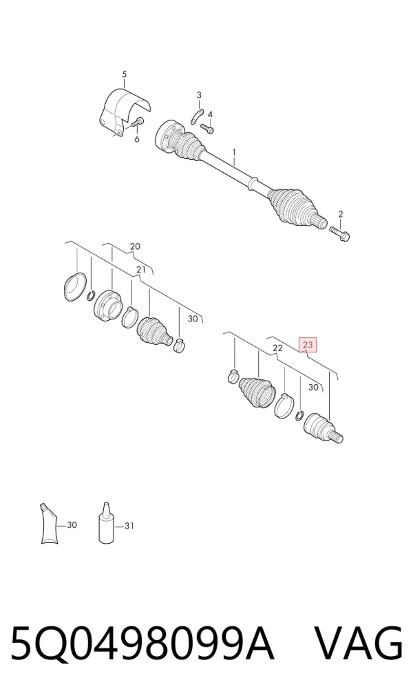 ШРУС наружный передний 5Q0498099A VAG