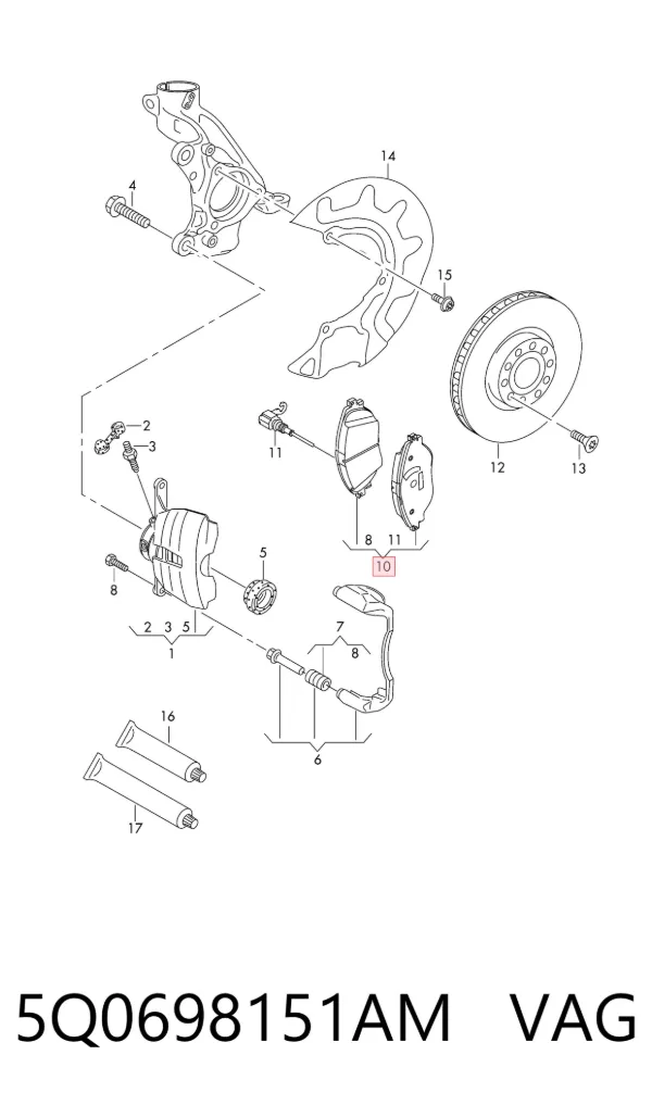 Передние тормозные колодки 5Q0698151AM VAG