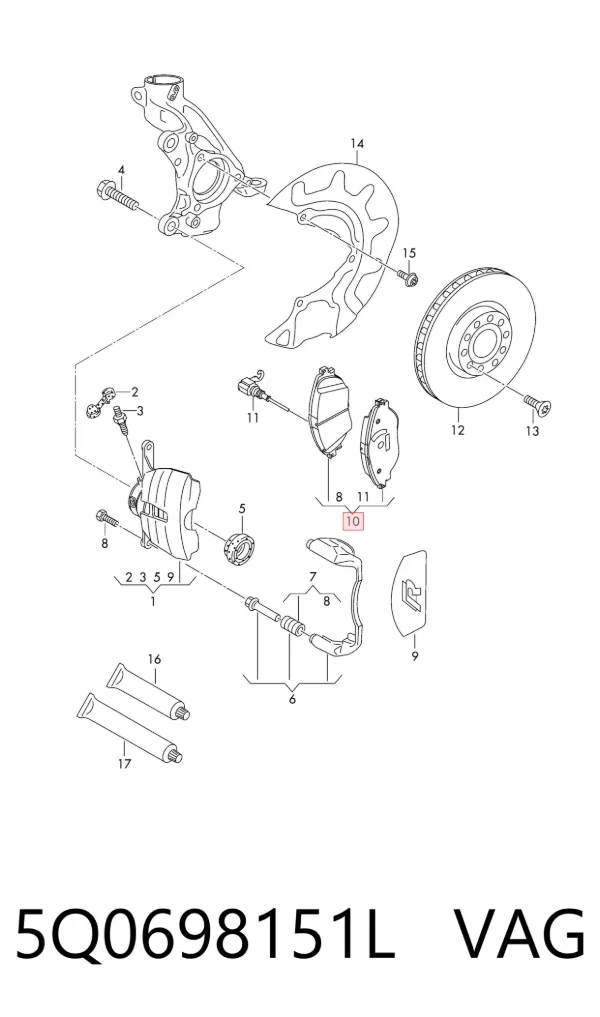 Передние тормозные колодки 5Q0698151L VAG