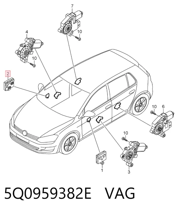 Блок комфорта передней двери 5Q0959382E VAG