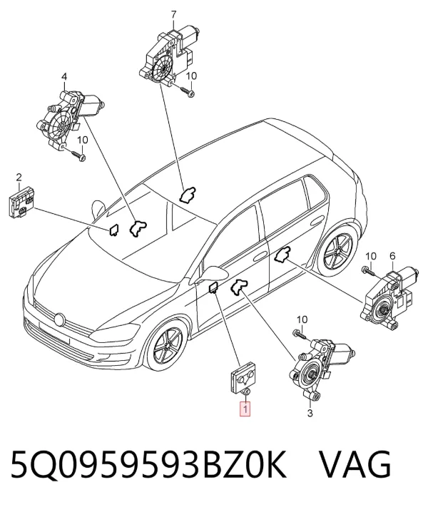 Блок комфорта передней двери 5Q0959593BZ0K VAG