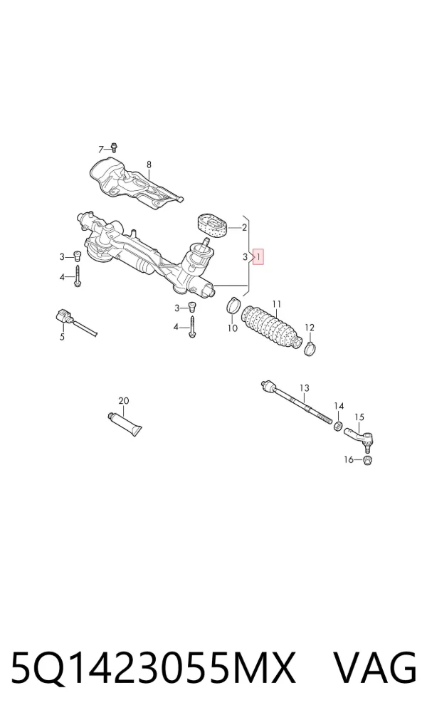 Рулевая рейка 5Q1423055MX VAG