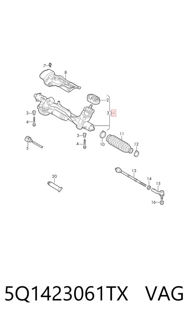 Рулевая рейка 5Q1423061TX VAG