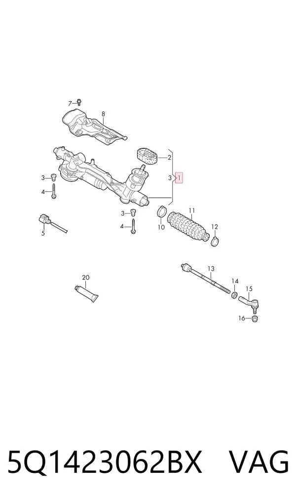 Рулевая рейка 5Q1423062BX VAG