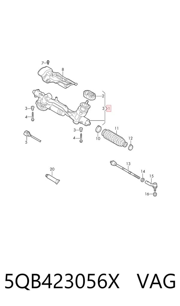 Рулевая рейка 5QB423056X VAG